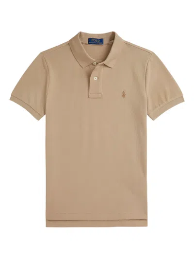 Polo Ralph Lauren Embroidered-logo Polo Shirt In Brown