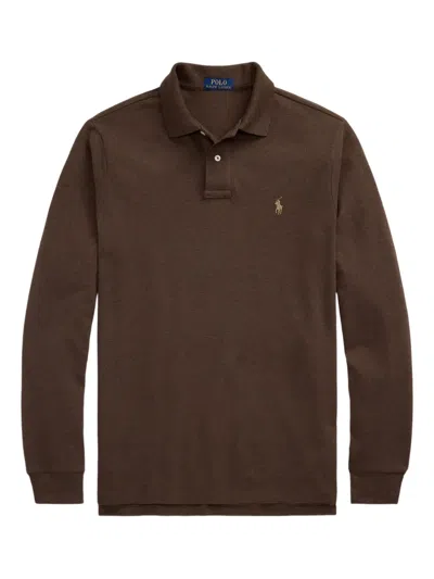 Polo Ralph Lauren Embroidered-logo Polo Shirt In Brown