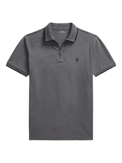 Polo Ralph Lauren Embroidered-logo Polo Shirt In Gray