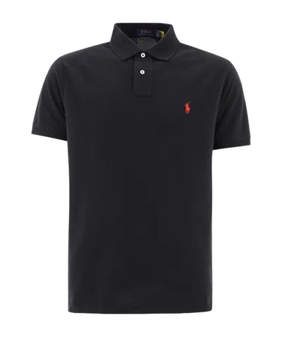 Polo Ralph Lauren Embroidered-logo Polo Shirt In Black