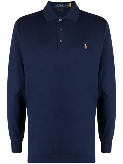 Polo Ralph Lauren Embroidered Logo Polo Shirt In Blue