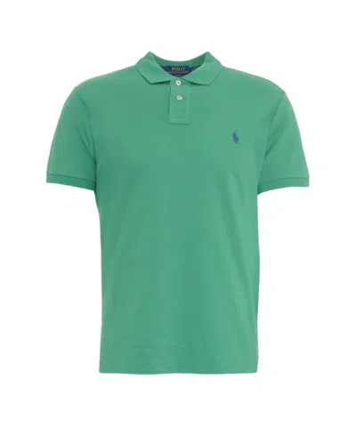 Polo Ralph Lauren Two-button Cotton Polo Shirt With Logo In Green