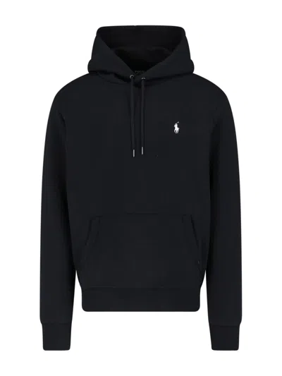 Polo Ralph Lauren Embroidered Logo Pullover Hoodie In Black