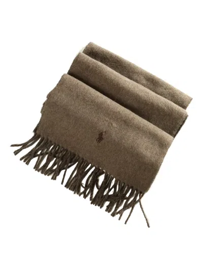 Polo Ralph Lauren Embroidered-logo Scarf In Brown