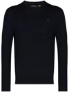 Polo Ralph Lauren Classic Black Wool Long Sleeve Pullover In Blue