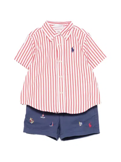 Polo Ralph Lauren Babies' Embroidered-logo Shorts Set In White