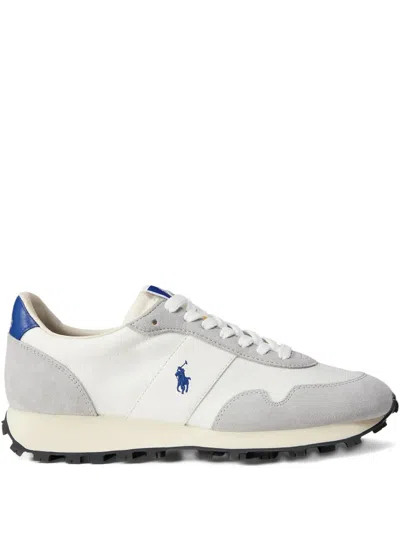 Polo Ralph Lauren Embroidered-logo Sneakers In Gray
