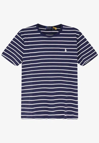 Polo Ralph Lauren Embroidered Logo Stripe T-shirt In Multi