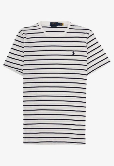 Polo Ralph Lauren Embroidered Logo Stripe T-shirt In Animal Print