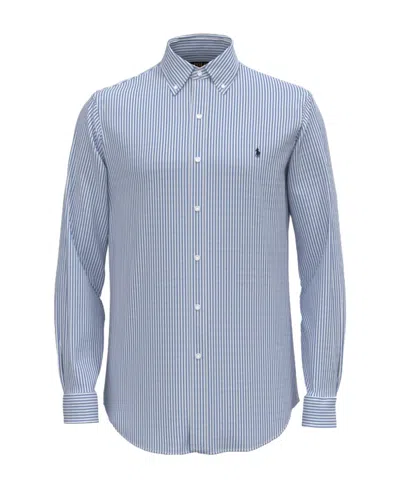 Polo Ralph Lauren Slim Fit Striped Shirt With Button-down Collar In Blue