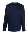 Polo Ralph Lauren Navy Blue Loopback Cotton Crewneck Sweatshirt In Black