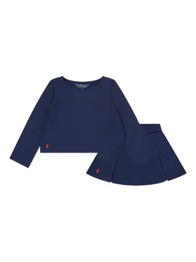 Polo Ralph Lauren Kids' Embroidered Logo T-shirt And Skirt Set In Blue