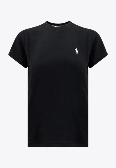Polo Ralph Lauren Embroidered Logo T-shirt In Black