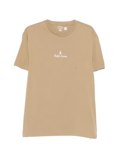 Polo Ralph Lauren Embroidered-logo T-shirt In Brown
