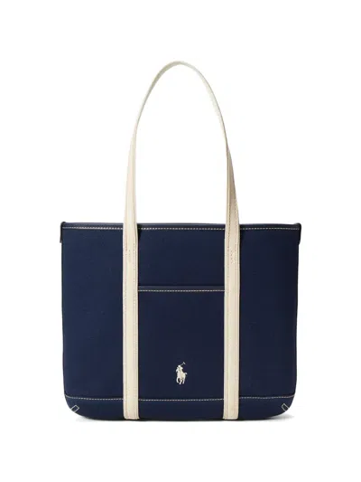 Polo Ralph Lauren Embroidered Logo Tote Bag In Blue