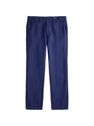 Polo Ralph Lauren Embroidered-logo Trousers In Blue