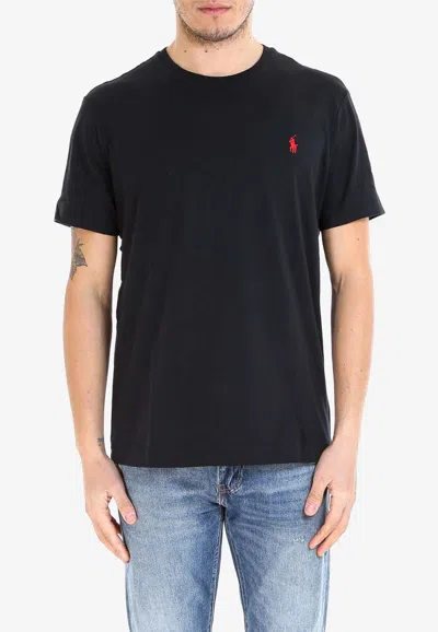 Polo Ralph Lauren Embroidered Logo T-shirt In Black