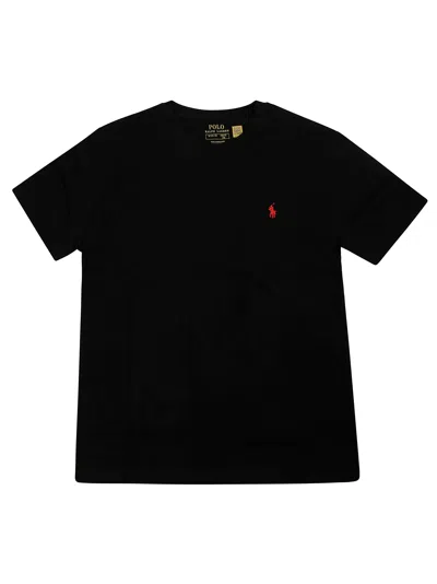 Polo Ralph Lauren Embroidered Logo T-shirt For Kids In Nero