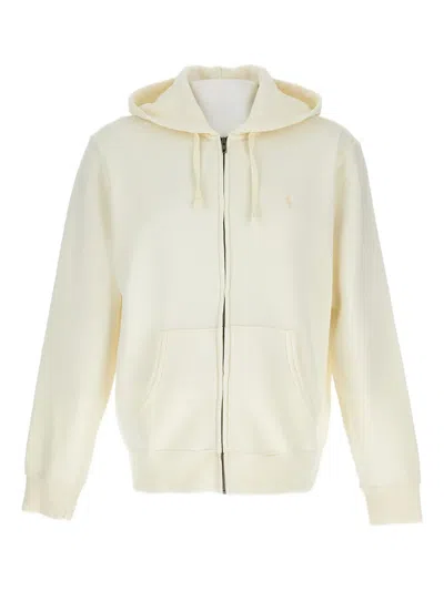 Polo Ralph Lauren Ivory Cotton Zip-up Sweatshirt In White