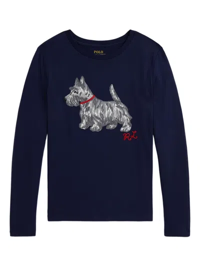 Polo Ralph Lauren Kids' Embroidered Long-sleeve T-shirt In Black