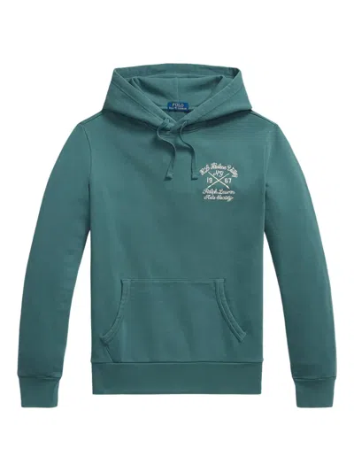 Polo Ralph Lauren Embroidered Long-sleeved Hoodie In Green