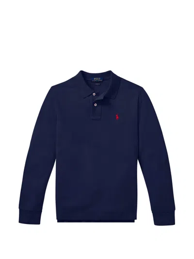 Polo Ralph Lauren Kids' Embroidered Long-sleeve Polo In Blue