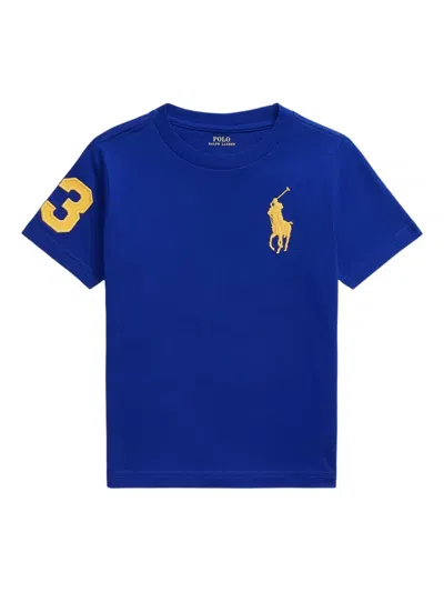 Polo Ralph Lauren Kids' Embroidered-number Jersey T-shirt In Blue
