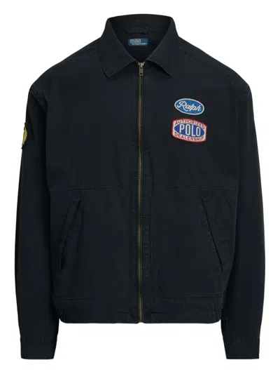Polo Ralph Lauren Embroidered-patch Zip-up Jacket In Black