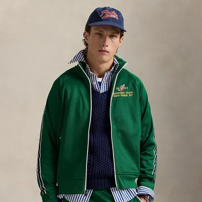 Polo Ralph Lauren Embroidered Plaited Tricot Track Jacket In Tennis Green