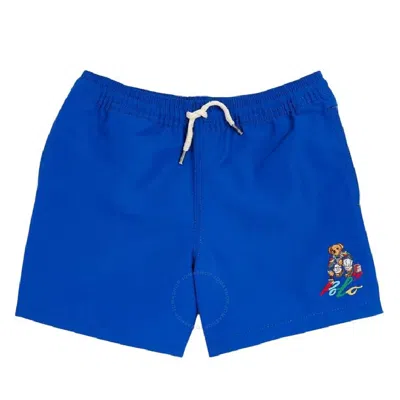 Polo Ralph Lauren Embroidered Polo Bear Drawstring Swim Shorts In Blue