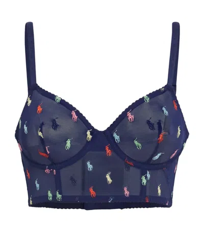Polo Ralph Lauren Embroidered Polo Pony Bra In Navy