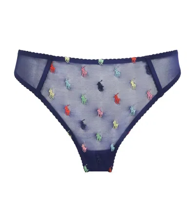 Polo Ralph Lauren Embroidered Polo Pony Thong In Navy