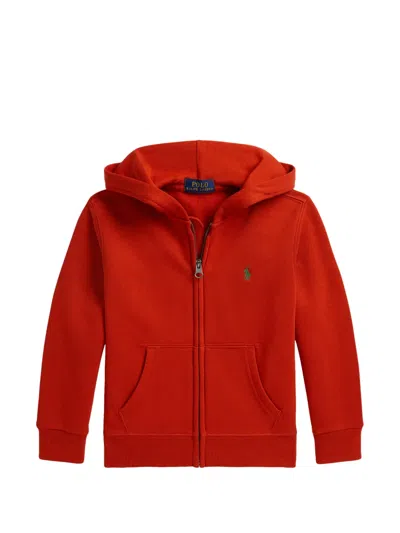 Polo Ralph Lauren Kids' Embroidered Polo Pony Zip-up Hoodie In Red