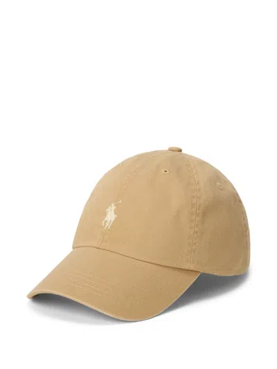 Polo Ralph Lauren Embroidered Pony Cotton Cap With Buckled Strap In Brown