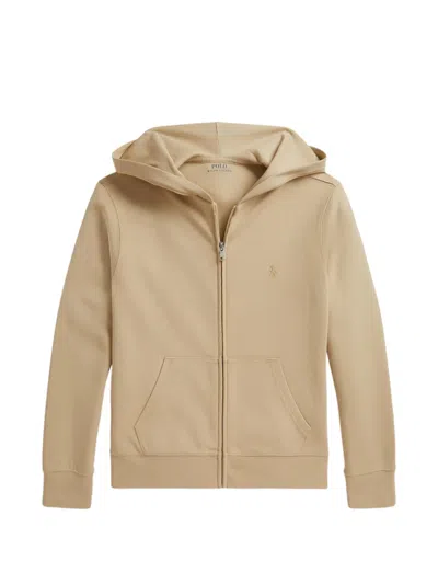 Polo Ralph Lauren Kids' Embroidered Pony Full-zip Hoodie In Neutral