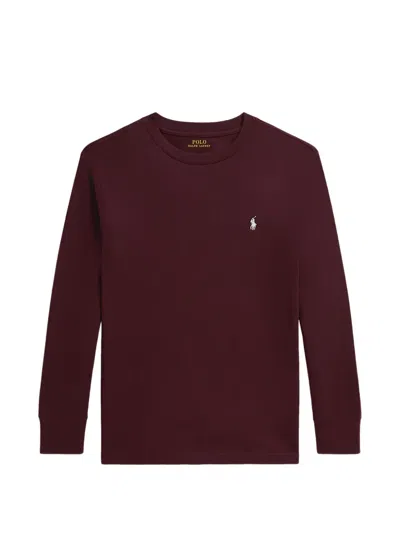 Polo Ralph Lauren Kids' Embroidered Pony Long-sleeve T-shirt In Burgundy