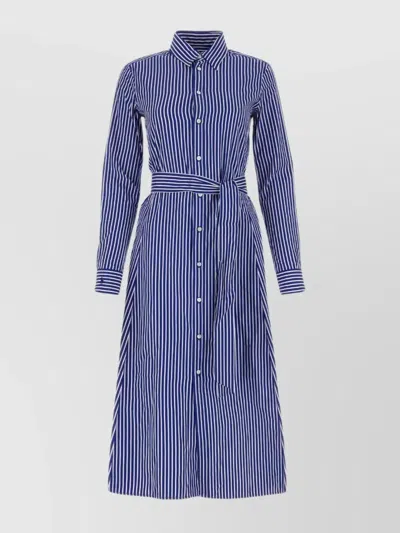 Polo Ralph Lauren Embroidered Poplin Shirt Dress With Belted Waist In Multi