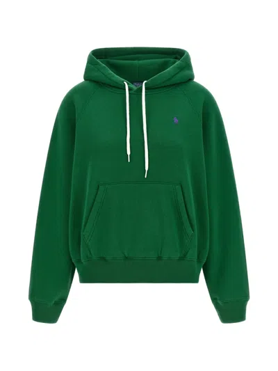 Polo Ralph Lauren Embroidered Raglan-sleeve Hoodie In Green