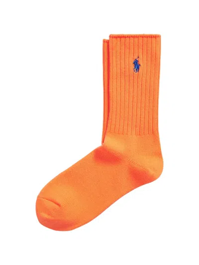 Polo Ralph Lauren Embroidered Ribbed Socks In Yellow