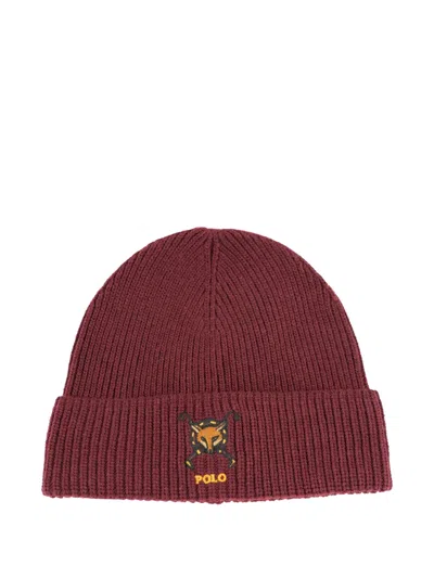 Polo Ralph Lauren Embroidered Rib-knit Beanie Hat In Gray