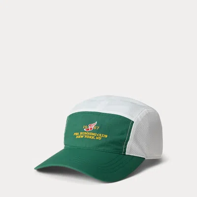 Polo Ralph Lauren Run Club P-wing Logo Nylon Ripstop 5 Panel Cap In Kelly Green Multi