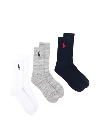 Polo Ralph Lauren Embroidered Socks (set Of Three) In Multi