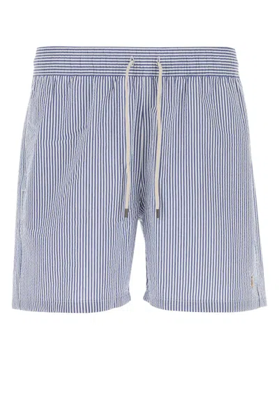 Polo Ralph Lauren Traveler Seersucker Swim Trunks In Blue