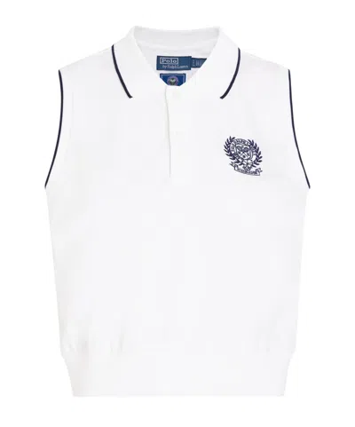 Polo Ralph Lauren Embroidered Stretch-cotton Polo Top In White