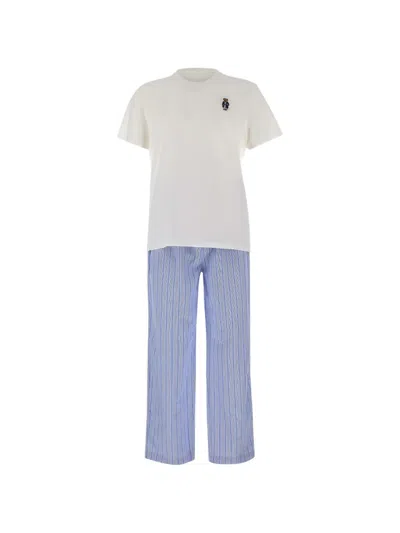 Polo Ralph Lauren Embroidered Striped Pyjamas In White