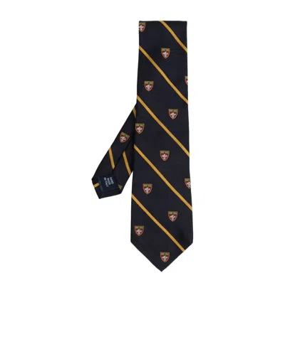 Polo Ralph Lauren Embroidered Striped Tie In Black