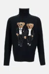 Polo Ralph Lauren Bear-embroidered Turtleneck Pullover In Black