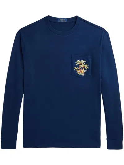 Polo Ralph Lauren Embroidered T-shirt In 蓝色