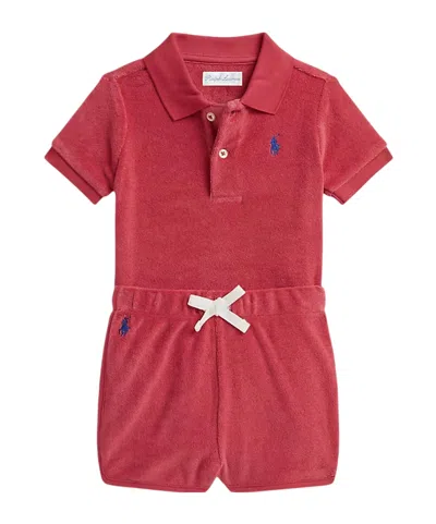 Polo Ralph Lauren Embroidered Terry Shorts Set In Red