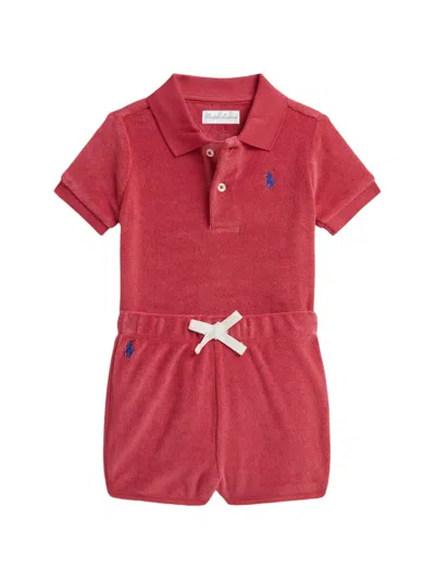 Polo Ralph Lauren Babies' Embroidered Terry Shorts Set In Brown